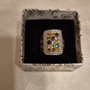 Gorgeous Multicolor Tourmaline Cigar Ring Unusex